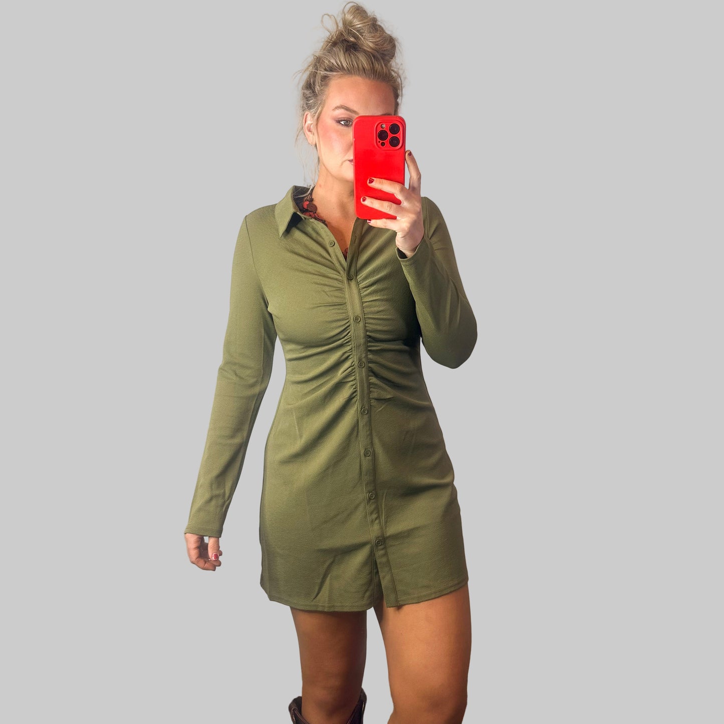Olive Long Sleeve Dress