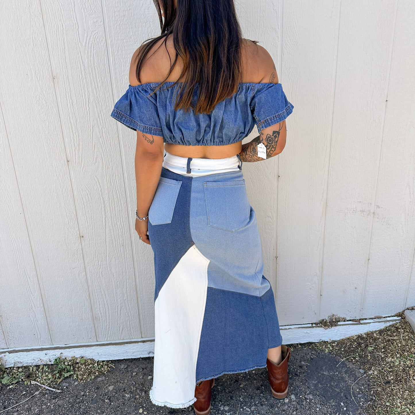 Patchwork Denim Skirt