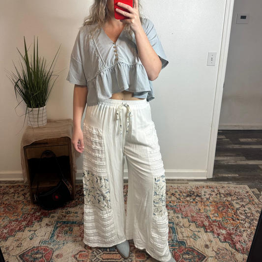 White patch pants