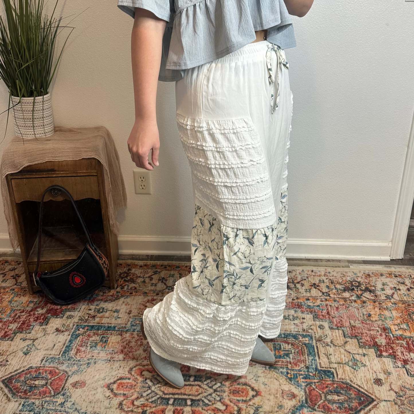 White patch pants