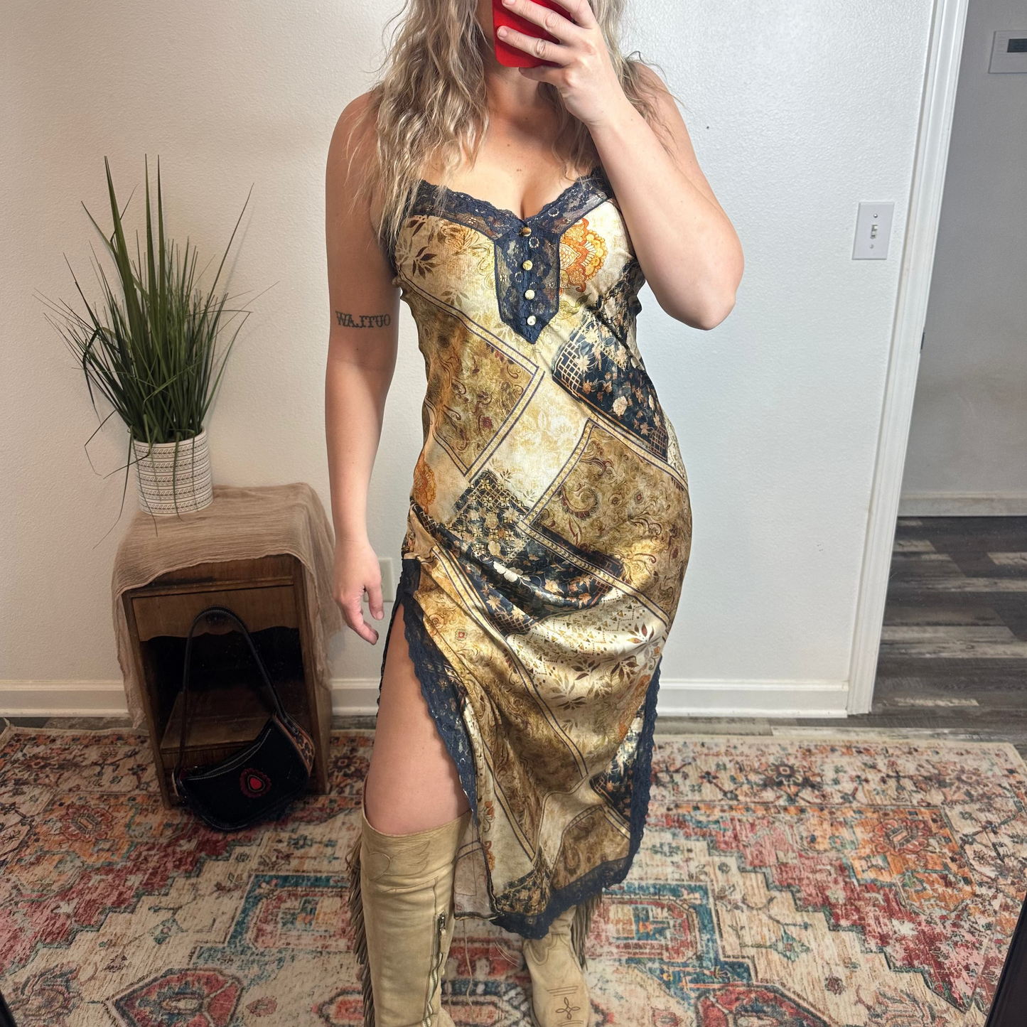 Patchwork Slip Dress