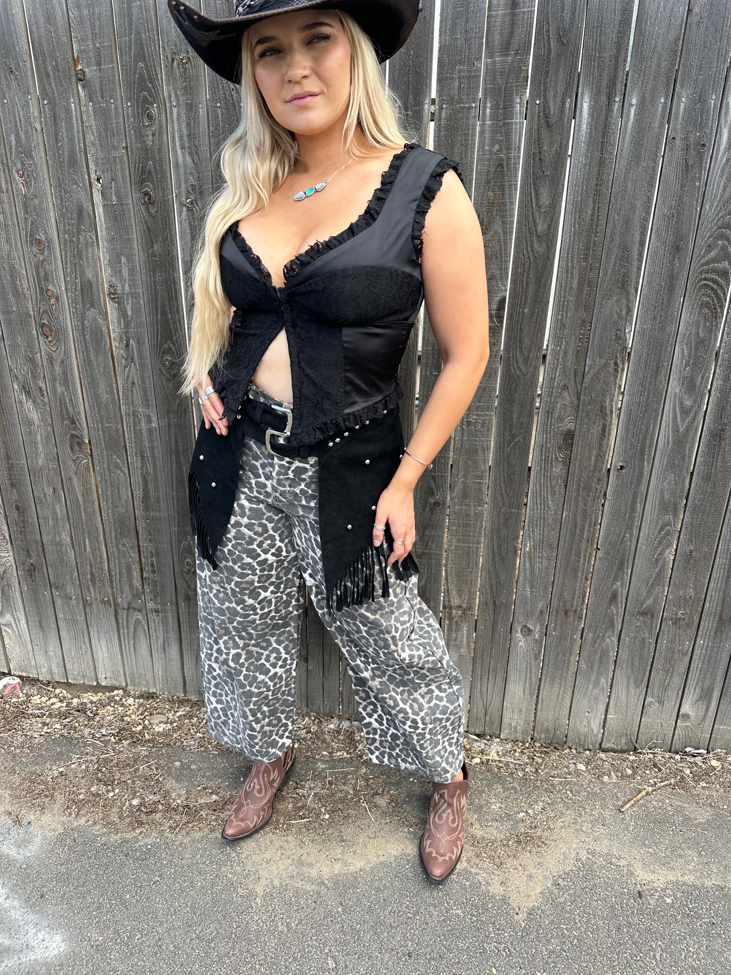 Cheetah Print Barrel Jeans