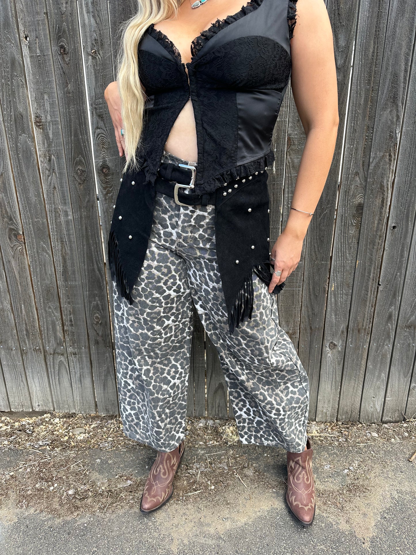 Cheetah Print Barrel Jeans