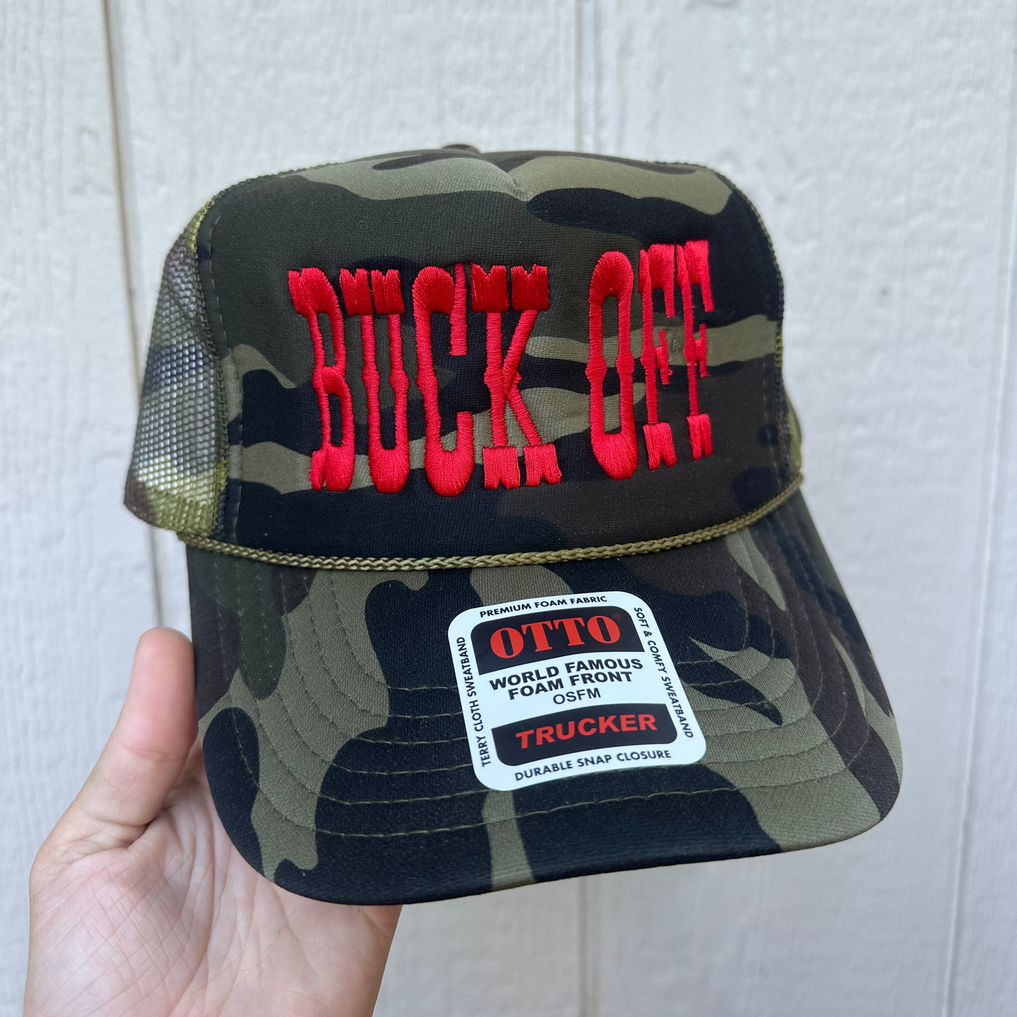 Buck Off Camo Trucker